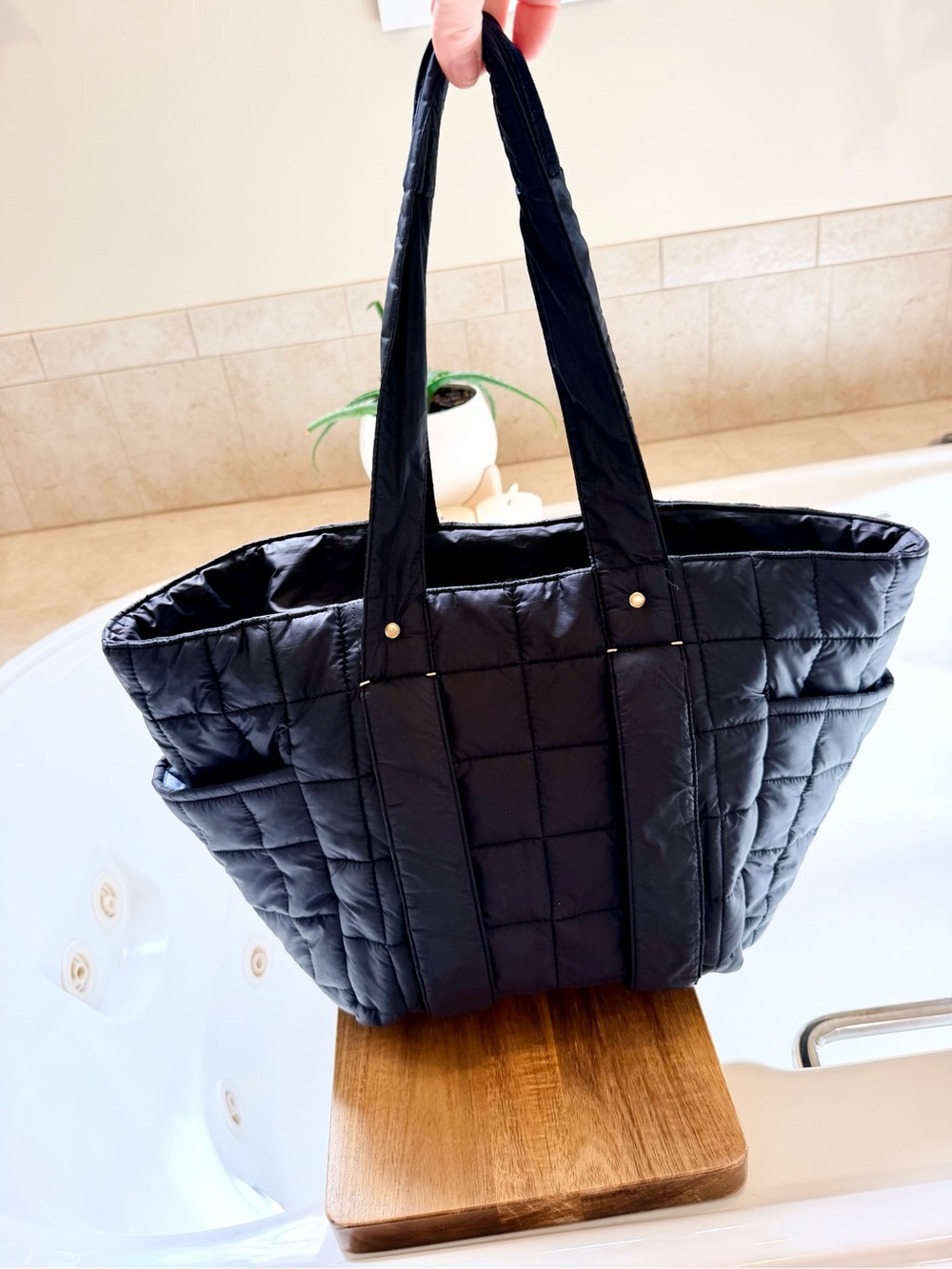 Clare V Le Box Tote Sportif - Black Quilted Puffer $275